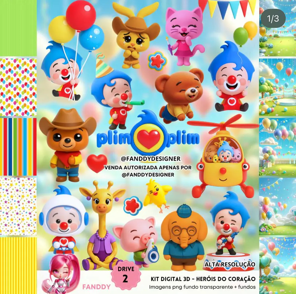 Kit Digital Heróis do Coração Plim Plim 3D - Fanddy 1