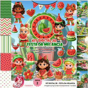 Kit Digital Festa de Melancia 3D - Fanddy