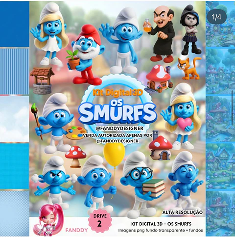 Kit Digital Os Smurfs 3D - Fanddy