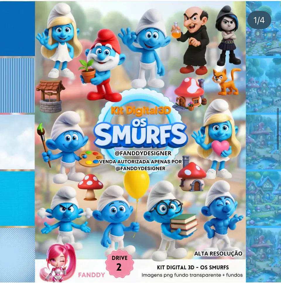 Kit Digital Os Smurfs 3D - Fanddy 1