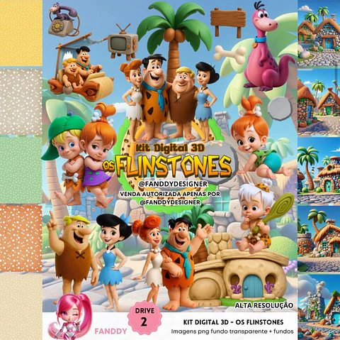 Kit Digital Os Flinstones 3D - Fanddy