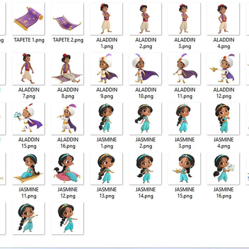 Kit Digital Aladdin e Princesa Jasmine - Que Fofura 3