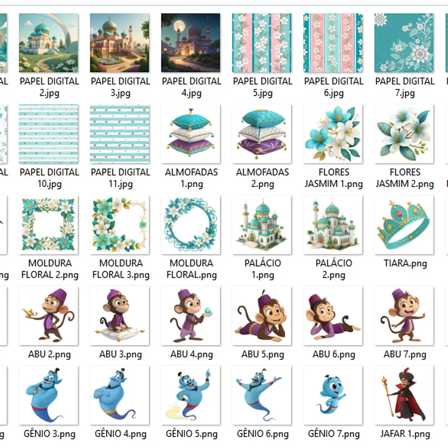 Kit Digital Aladdin e Princesa Jasmine - Que Fofura 2