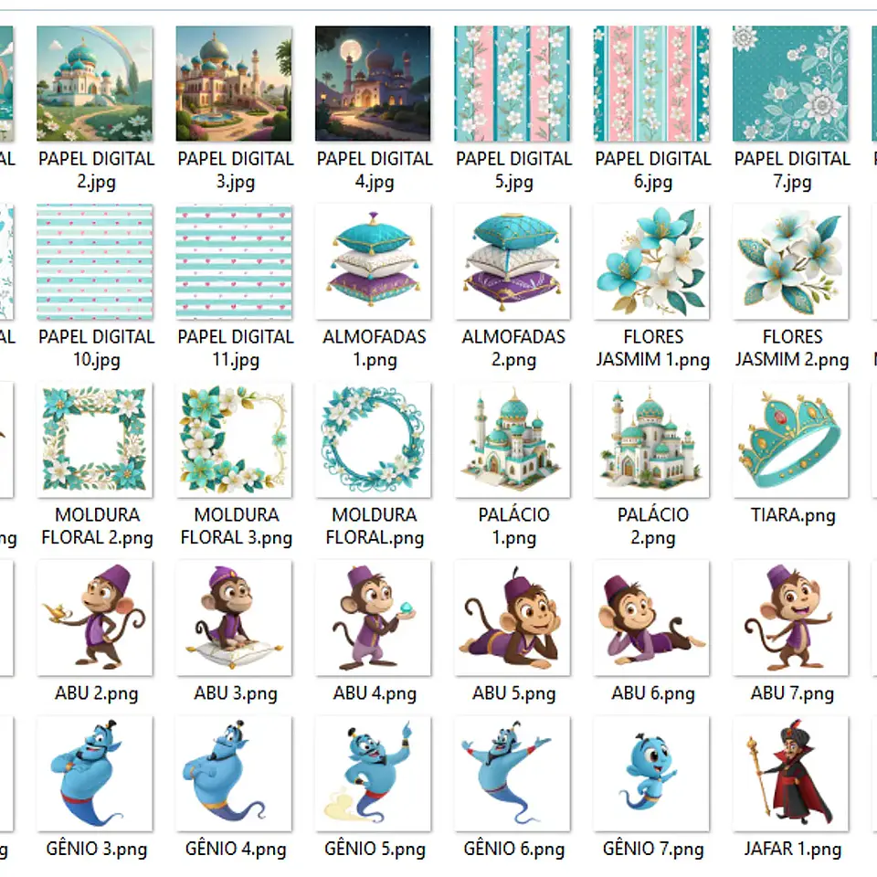 Kit Digital Aladdin e Princesa Jasmine - Que Fofura 2