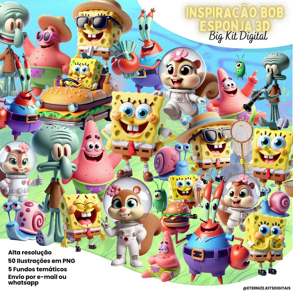Kit Digital Bob Esponja 3D - Eternize 1