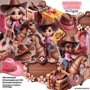 Kit Digital Boiadeira Cartoon - Eternize