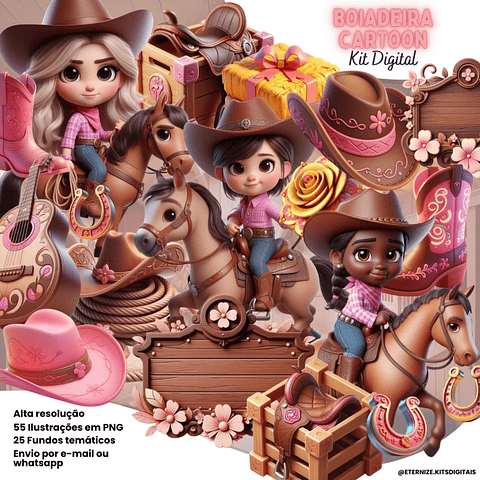 Kit Digital Boiadeira Cartoon - Eternize