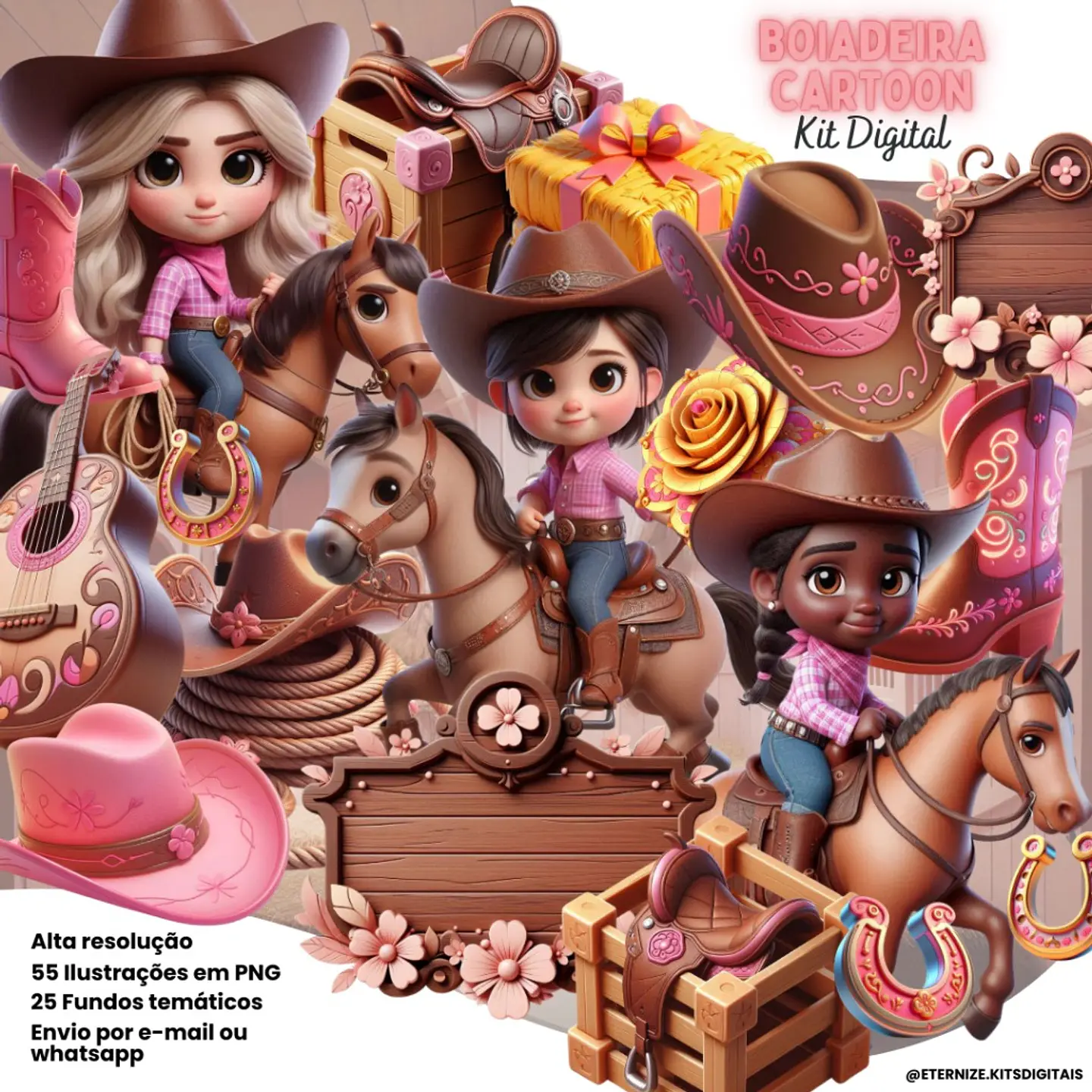 Kit Digital Boiadeira Cartoon - Eternize 1