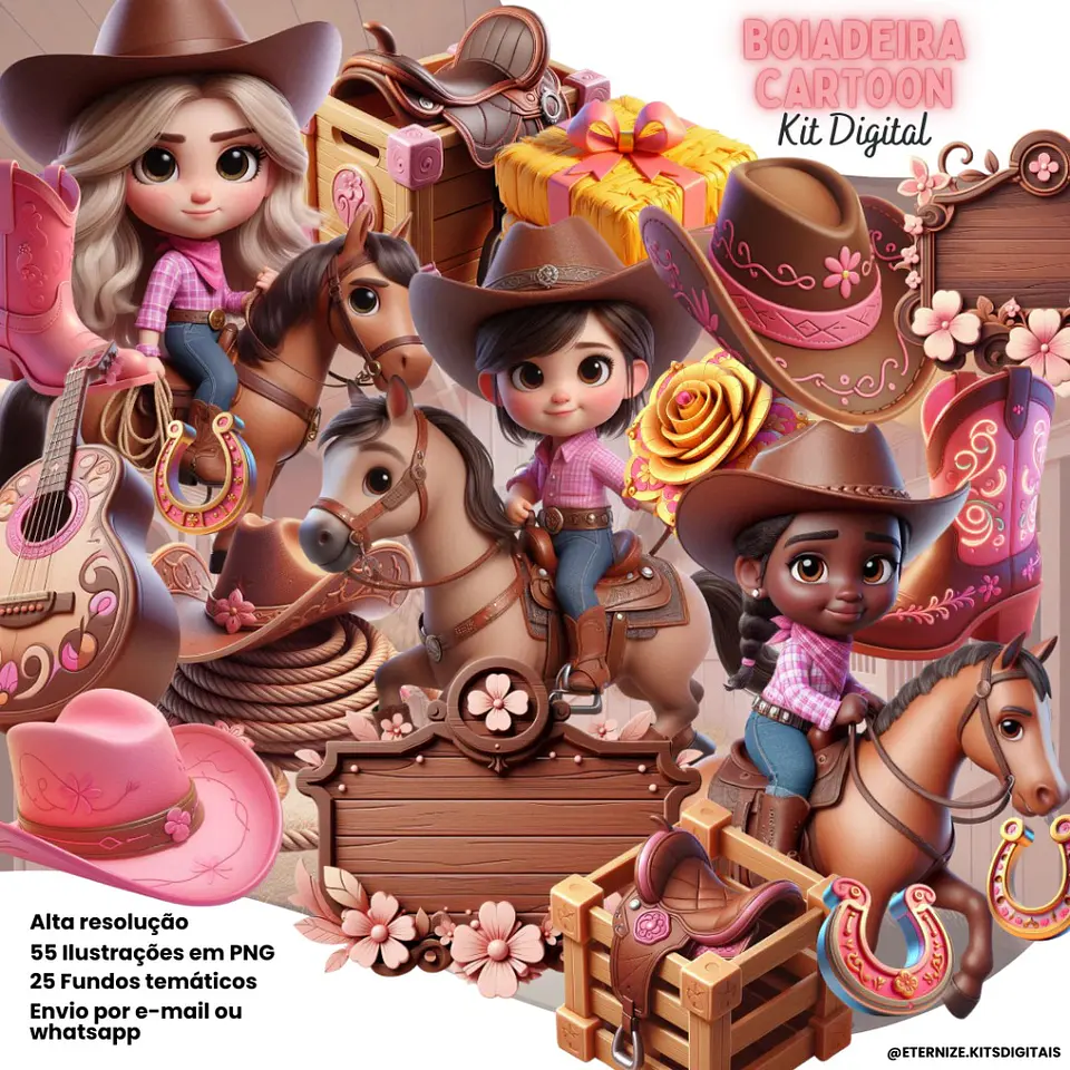 Kit Digital Boiadeira Cartoon - Eternize 1