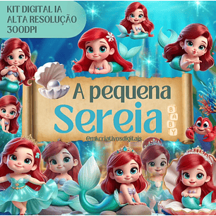 Kit Digital A Pequena Sereia Baby Ariel - MK