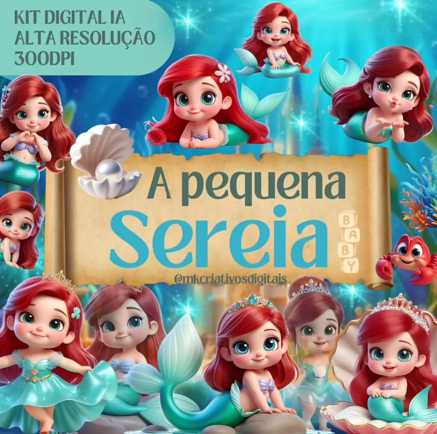 Kit Digital A Pequena Sereia Baby Ariel - MK 1
