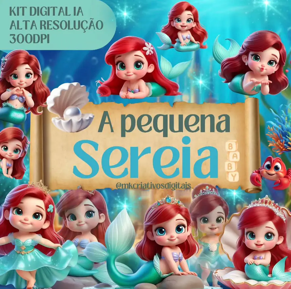 Kit Digital A Pequena Sereia Baby Ariel - MK 1
