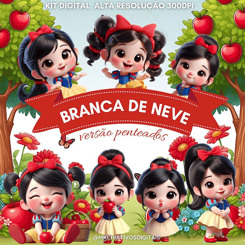 Kit Digital Branca de Neve Versão Penteados - MK