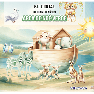 Kit Digital Arca de Noé Verde - Ilustradeb