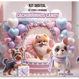 Kit Digital Cachorrinhos Candy - Ilustradeb