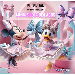 Kit Digital Minnie Loja de Laços Rosa - Ilustradeb