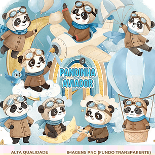 Kit Digital Pandinha Aviador - Que Fofura