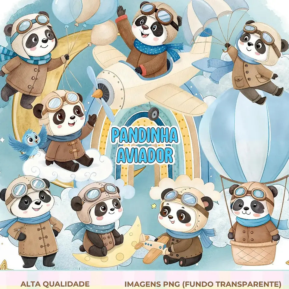 Kit Digital Pandinha Aviador - Que Fofura 1