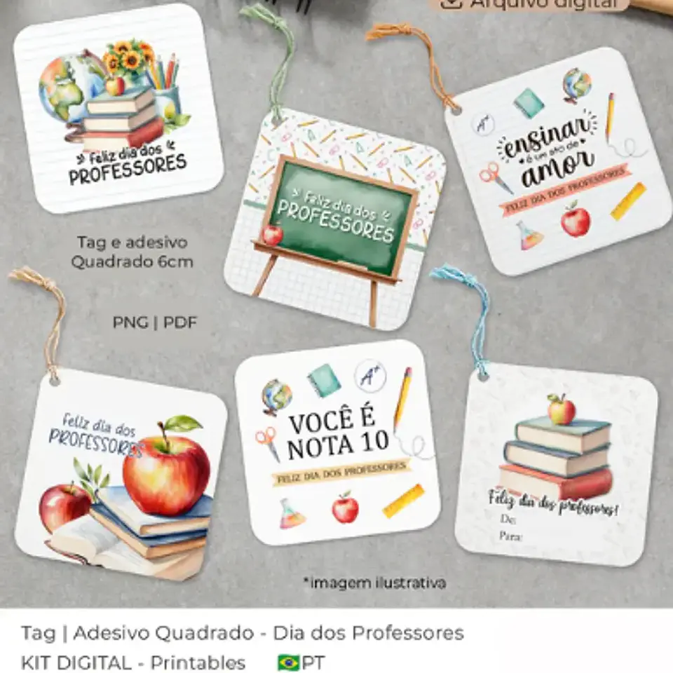 Arquivo Professores Tag Quadrada 6cm - Ballon 1