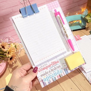 Arquivo Professores Prancheta com Bloquinho e Caneta - Letterinhas