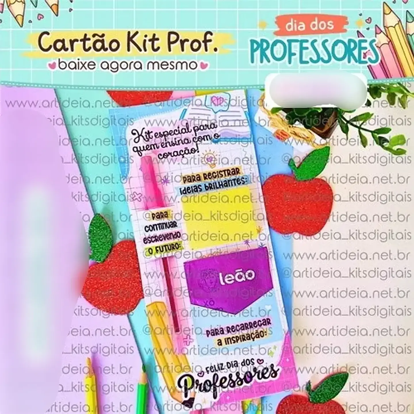 Arquivo Dia dos Professores Card Caneta, Postit e Chá - ART IDEIA 1