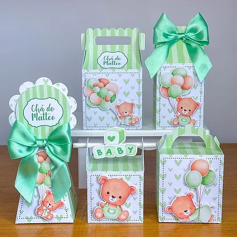 Arquivo de Corte Chá de Bebê Ursinho Verde 41 - Juliana