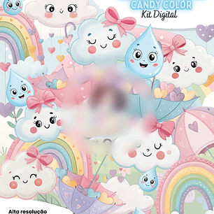 Kit Digital Chuva de Bençãos Candy Color - Eternize