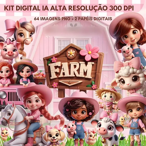 Kit Digital Fazendinha Rosa - MK