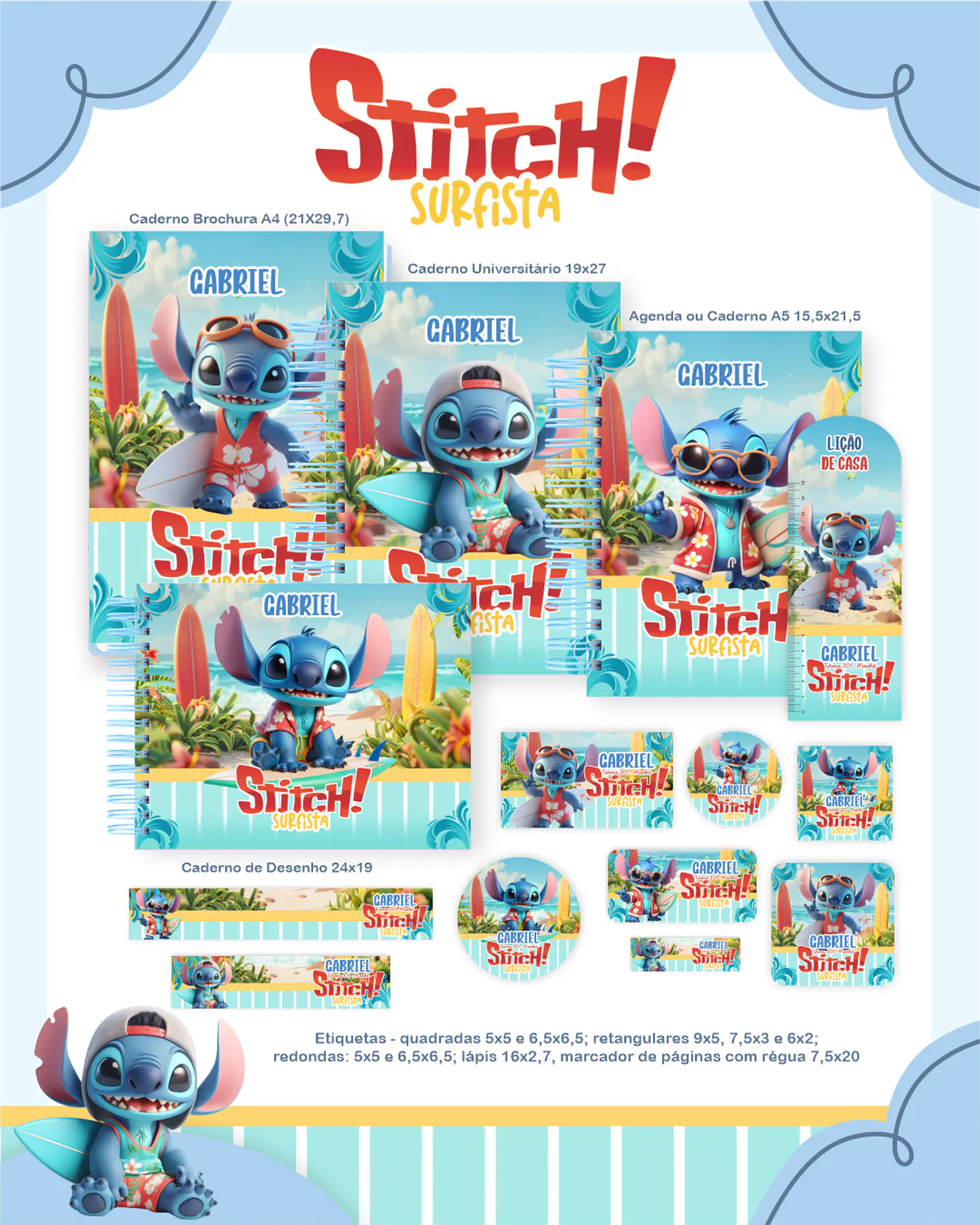 Arquivo Escolar Stitch Surfista - Pamella 1