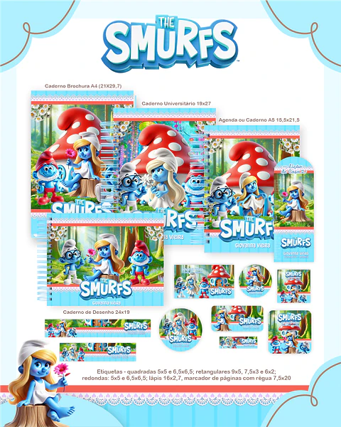 Arquivo Escolar Smurfs - Pamella