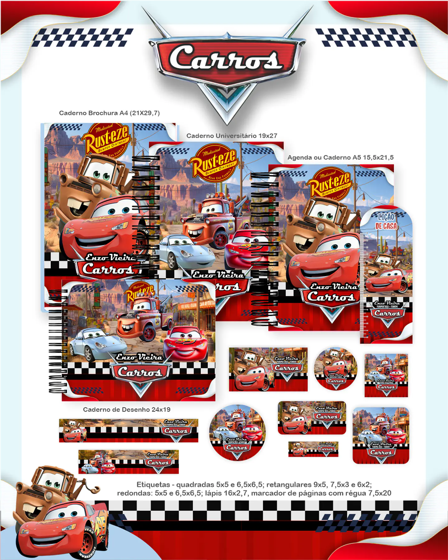 Arquivo Escolar Carros Disney - Pamella 1