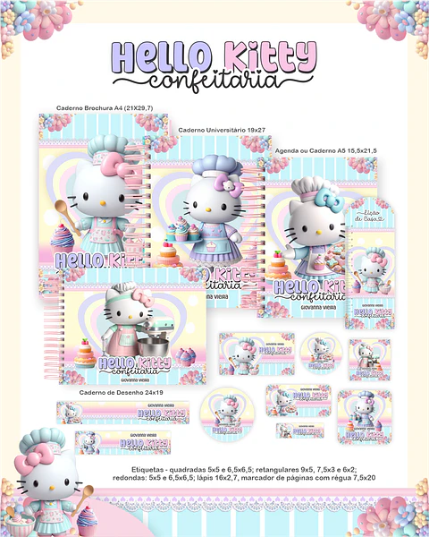 Arquivo Escolar Hello Kitty Confeitaria - Pamella