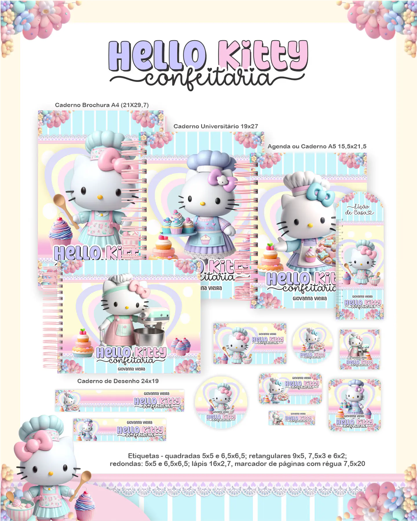 Arquivo Escolar Hello Kitty Confeitaria - Pamella 1