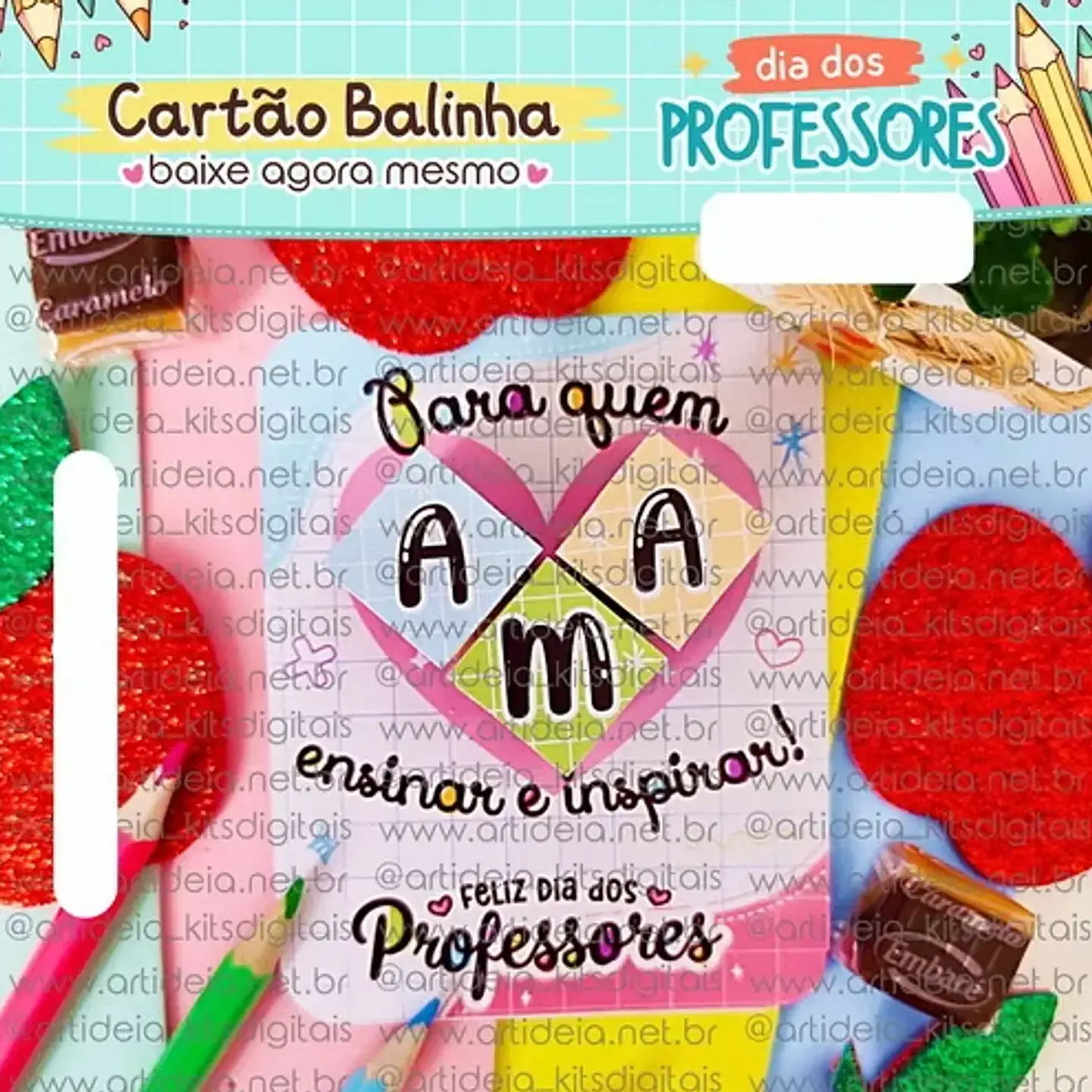 Arquivo Cartão Balinha Caramelo Professores - Art Ideia 1