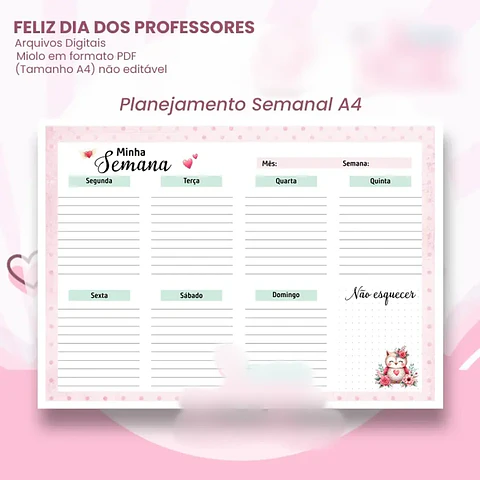 Arquivo Planejamento Semanal A4 Professores - Jana Bicalho
