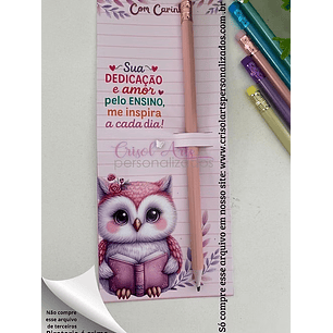 Arquivo Card Lápis ou Caneta Corujinha Professores - Crisolart