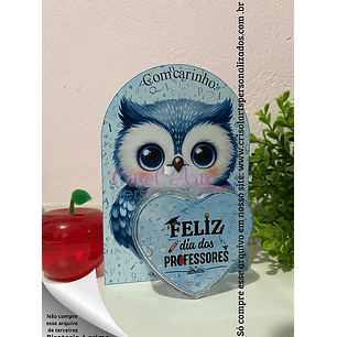 Arquivo Mini Cartão Corujinha Azul Professores - Crisolart