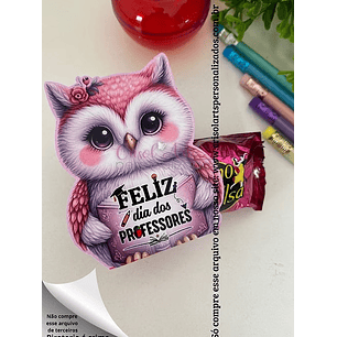 Arquivo Porta Bombom Corujinha Rosa Professores - Crisolart