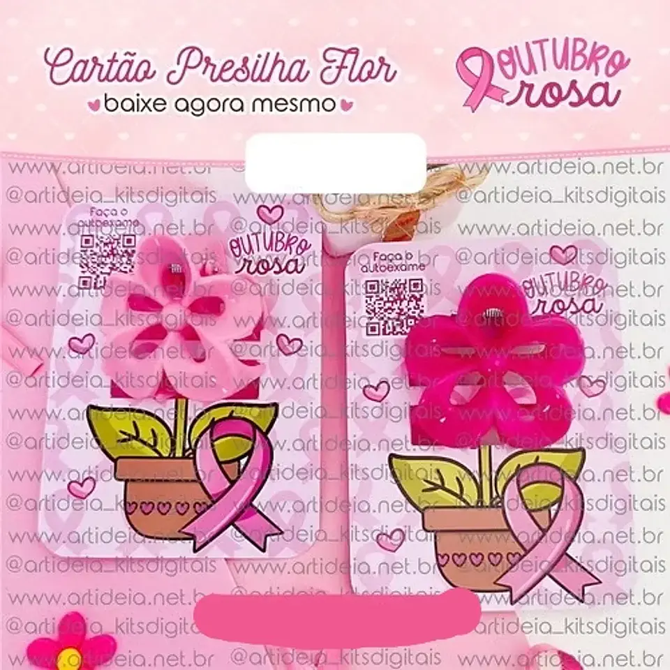 Arquivo Outubro Rosa Card Presilha - Art Ideia 1