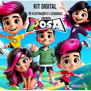 Kit Digital Dos Rosa - Ilustradeb