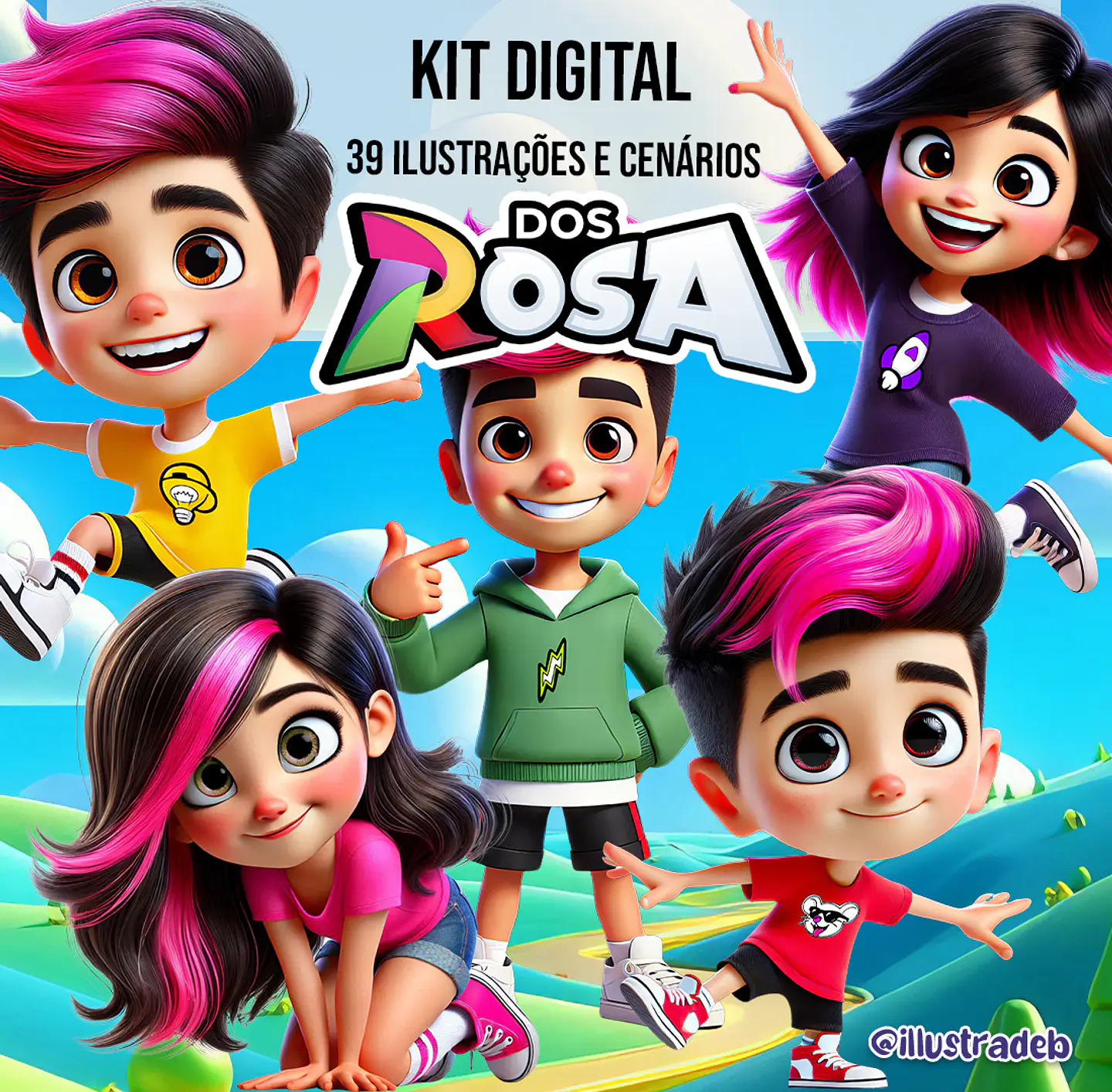Kit Digital Dos Rosa - Ilustradeb 1