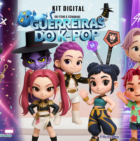 Kit Digital Guerreiras do Kpop - Ilustradeb