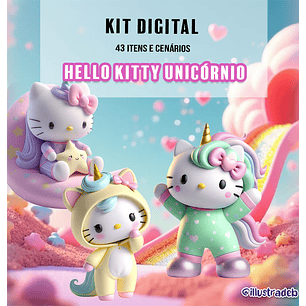Kit Digital Hello Kitty Unicórnio - Ilustradeb