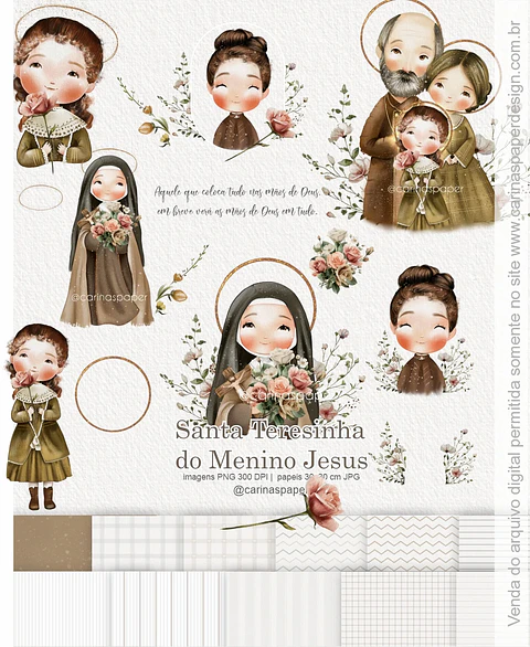 Kit Digital Ilustrações Santa Teresinha 3 - Carinas Paper