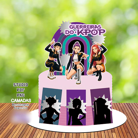 Arquivo Topo de Bolo Guerreiras do K-pop 03 - Doce Topos
