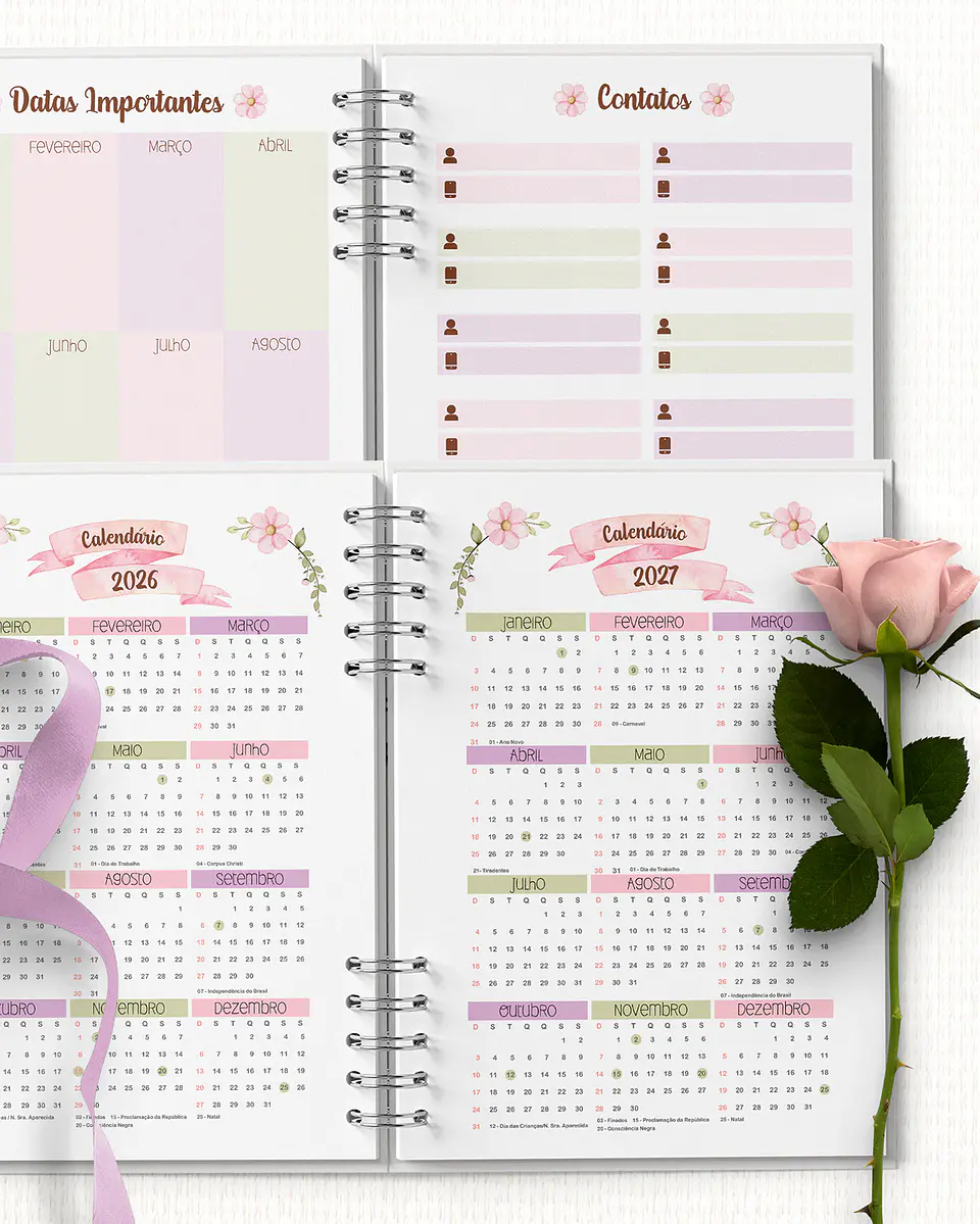 Combo Agendas 2026 e Perm Floral Rosa - Bicho Papel 3