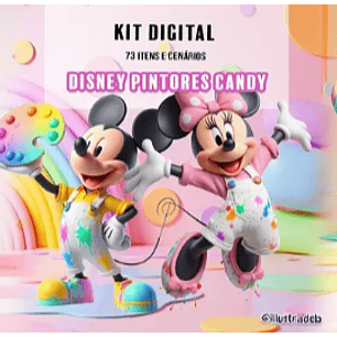 Kit Digital Mickey e Minnie Pintores Candy - Ilustradeb