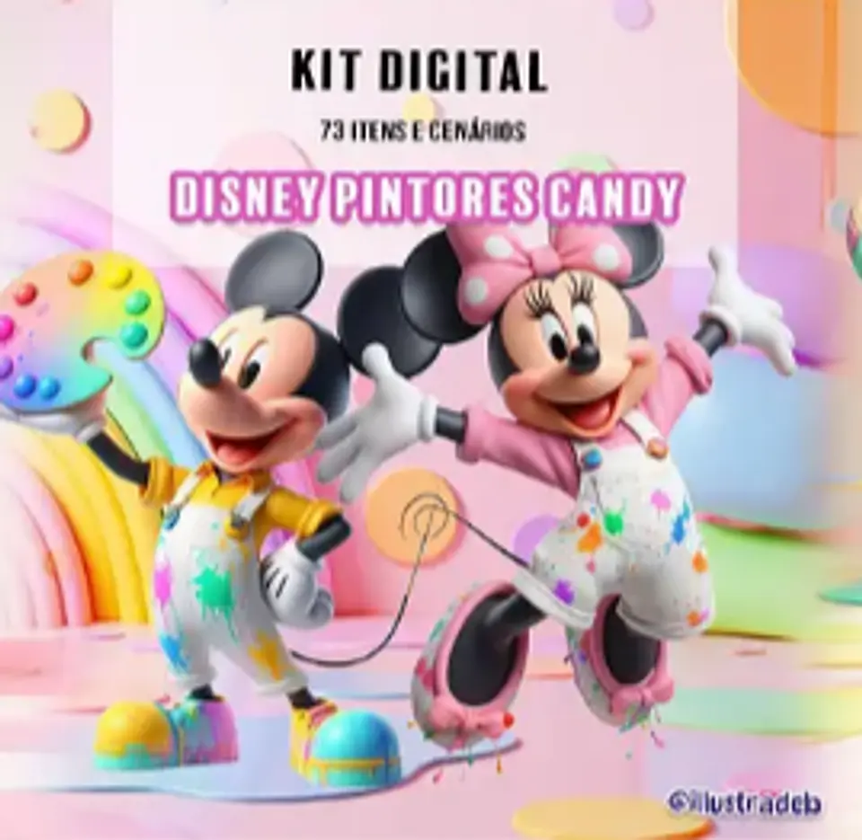Kit Digital Mickey e Minnie Pintores Candy - Ilustradeb 1