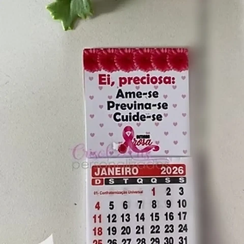 Arquivo Outubro Rosa Card Porta Mini Calendário - Crisolartes