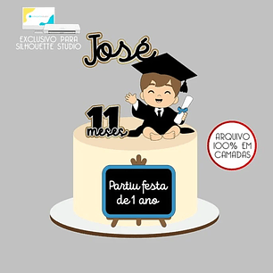 Arquivo Topo de Bolo Formatura Mesversário Menino